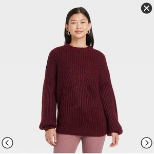 basic maroon crochet cable knit sweater